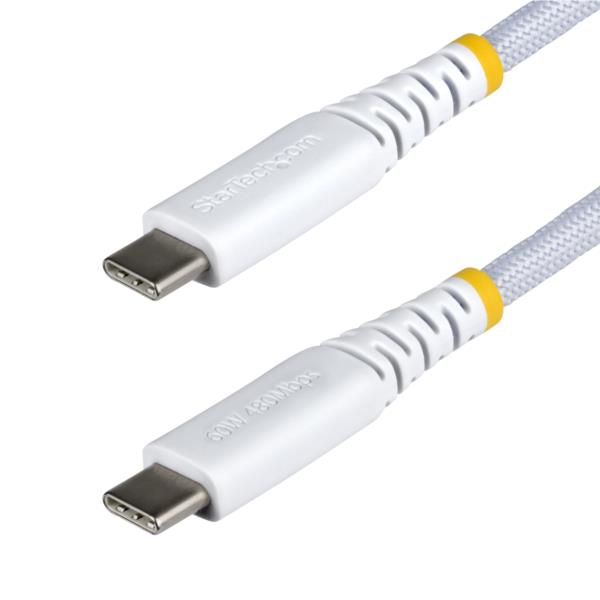 USB 2.0 Type-Cケーブル/15cm/60W3A PD/ホワイト/ナイロン編組 TPE/急速充電 データ転送
