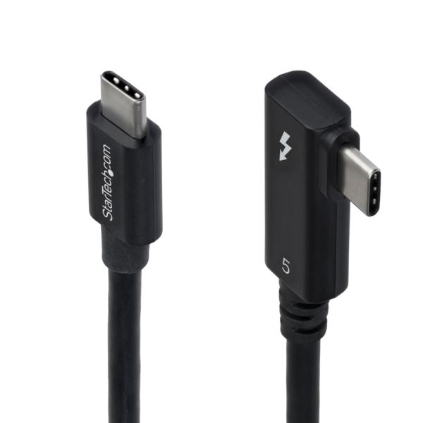 Thunderbolt 5ケーブル/L型右向き/80cm/8K60Hz/240W PD/認証品/USB-C互換/ホワイト