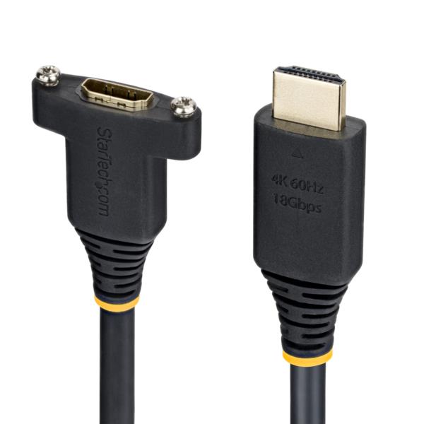 HDMI 2.0ケーブル/パネルマウント型/オス - メス パネル取付 延長用/2m/4K60Hz/会議室 AV環境対応