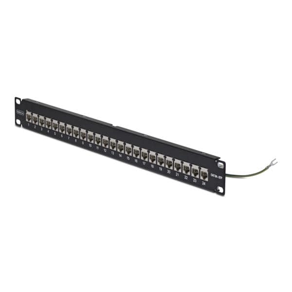 パッチパネル/1U/フィードスルー型/Cat6a 24ポート/シールドSTP RJ45/カテゴリ6A イーサネットパネル