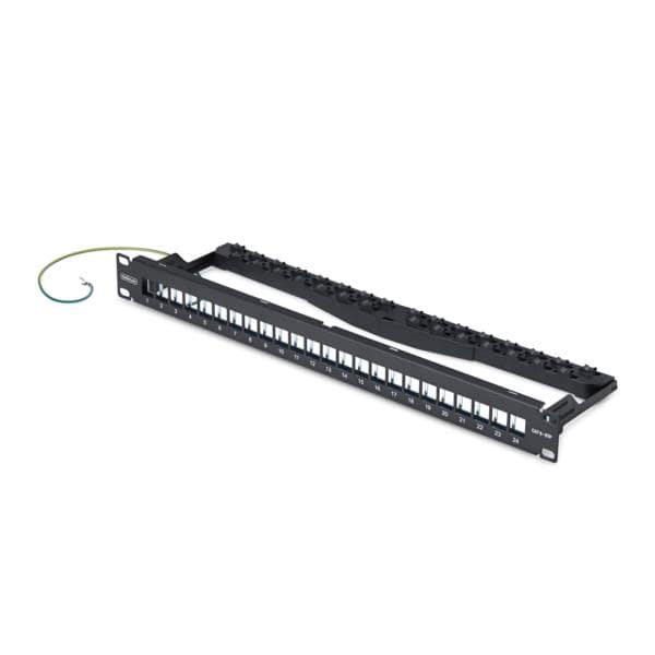 パッチパネル/ラックマウント型/1U 24ポート/ブランクキーストーン/RJ45 STP/データセンター LAN配線向け
