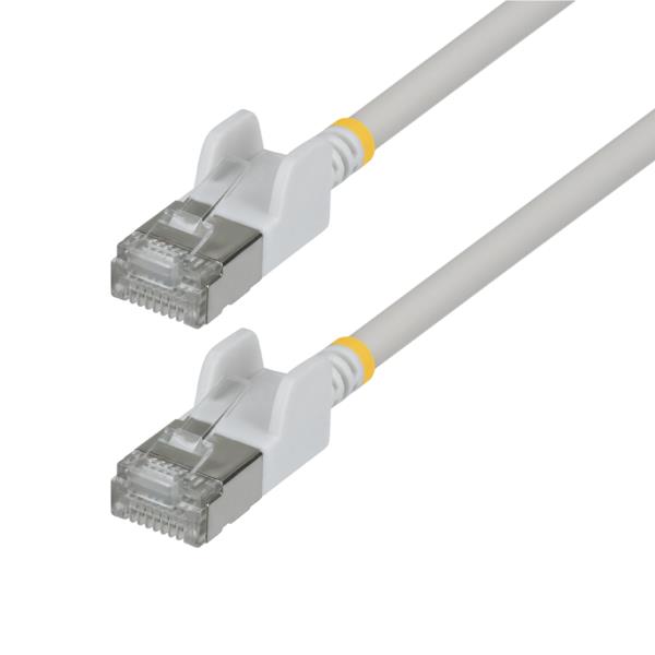 CAT6A LANケーブル/超スリム/1m/ホワイト/ツメ折れ防止/FTP/超極細 RJ45イーサネットケーブル