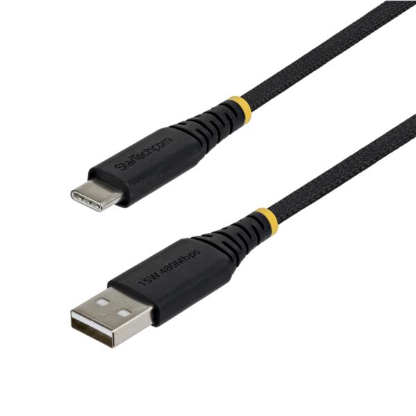 USB-A - USB-Cケーブル/30cm/15W 3A/ナイロン編組+TPE 2層構造/ブラック/充電 データ転送