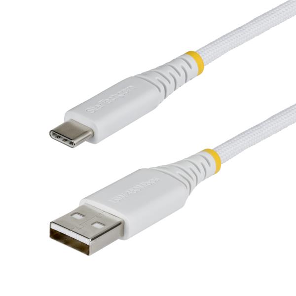 USB-A - USB-Cケーブル/30cm/15W 3A/ナイロン編組+TPE 2層構造/ホワイト/充電 データ転送