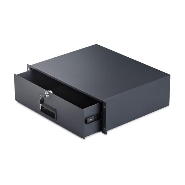 サーバーラック用引き出し収納ケース/3U/19インチ/耐荷重10kg/鍵・背面ケーブル配線口付/ラックマウント ドロワー