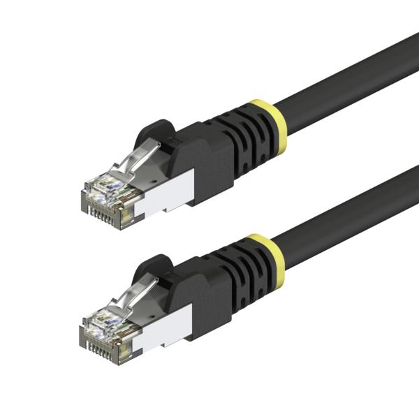 CAT6A LANケーブル/2m/ブラック/屋外用/S/FTPシールド/23AWG純銅単線/耐UV 耐候性/ツメ折れ防止