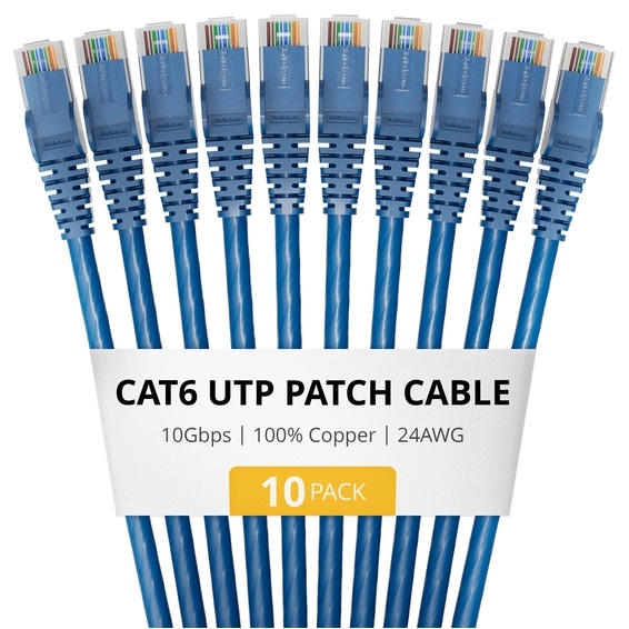 Cat6 LANケーブル/10本セット/3m/ブルー/UTP/24AWG/純銅導体/100W PoE/カテゴリ6