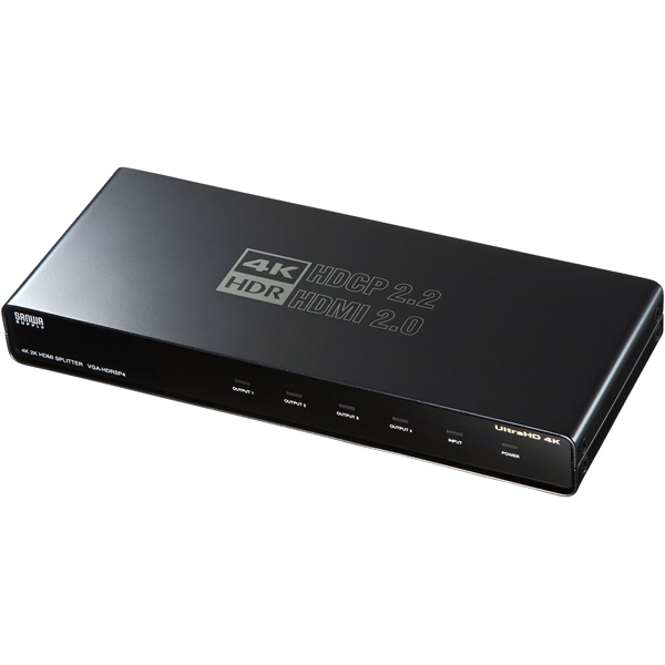 4K/60Hz・HDR対応HDMI分配器（4分配）