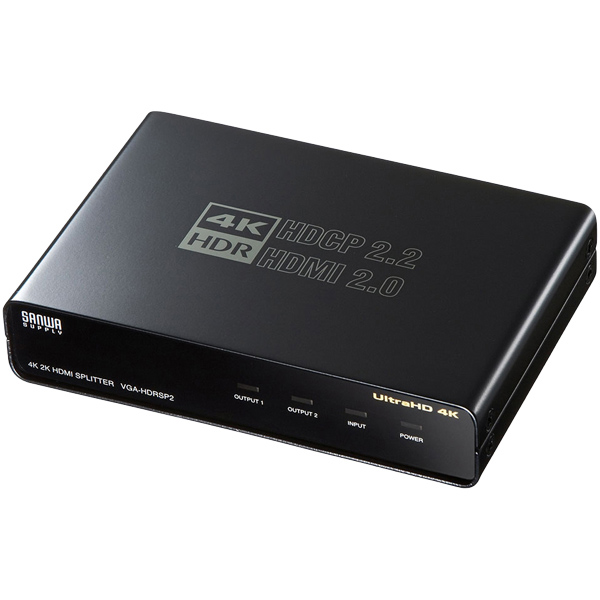 4K/60Hz・HDR対応HDMI分配器（2分配）