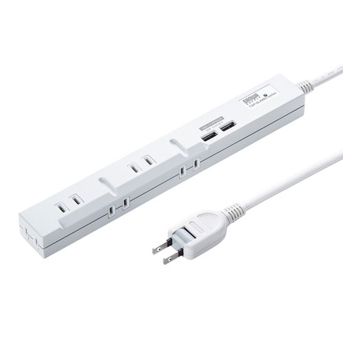 スリムタップ USB充電機能付き（2P・5個口・3m）
