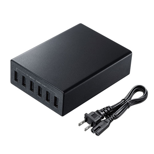 USB充電器（6ポート・合計12A・ブラック）
