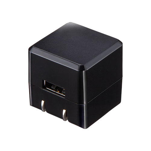 キューブ型USB充電器（1A・高耐久タイプ・ブラック）
