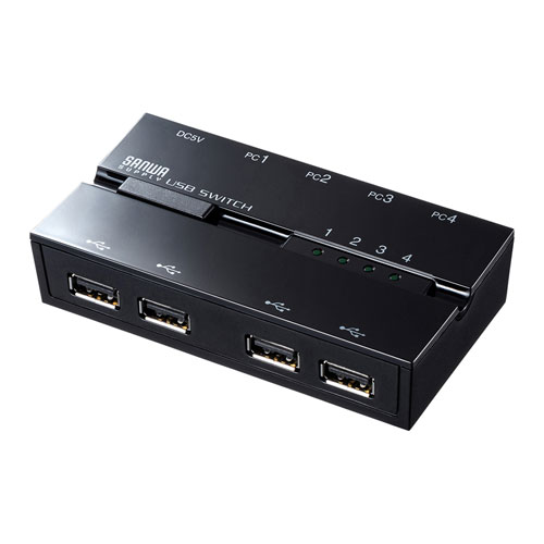 磁石付きUSB2.0手動切替器（ハブ付き・4回路）
