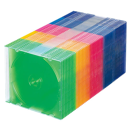 Blu-ray・DVD・CDケース（スリムタイプ・50枚セット・5色ミックス）