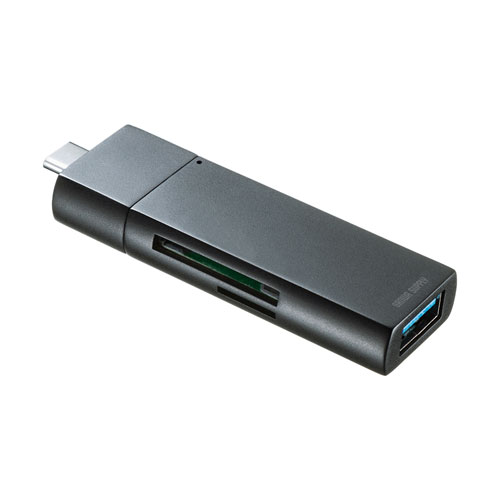 Type-Cコンパクトカードリーダー（USB 1ポート付き）
