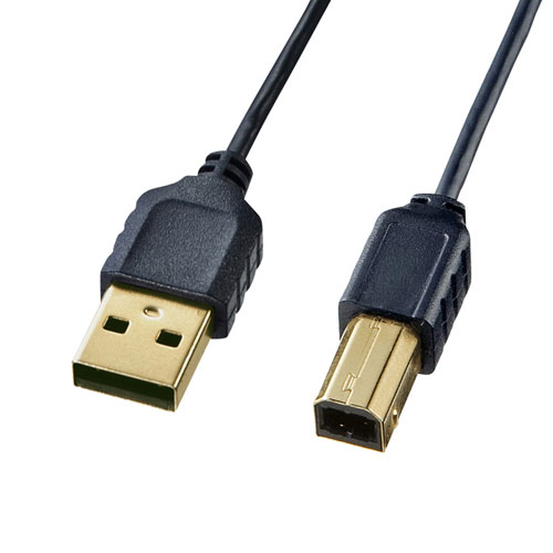 極細USBケーブル（USB2.0 A-Bタイプ・ブラック・1.5m）