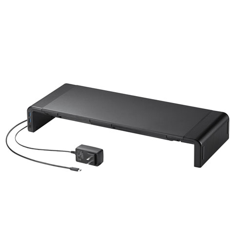 USB Type-C接続ハブ付き机上ラック（ブラック）