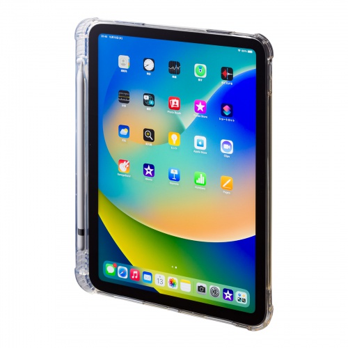 第10世代iPad 10.9インチ用ペン収納ポケット付きクリアカバー