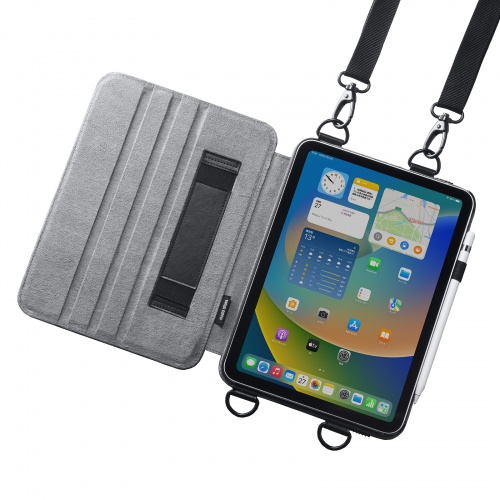 iPad10.9インチ用スタンド機能付きショルダーベルトケース