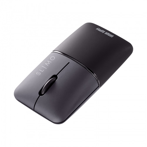 静音BluetoothブルーLEDマウス SLIMO （充電式・ブラック）