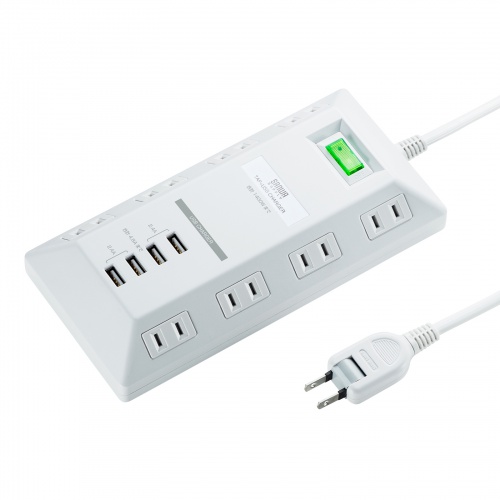 USB充電ポート付きタップ 平型 ホワイト