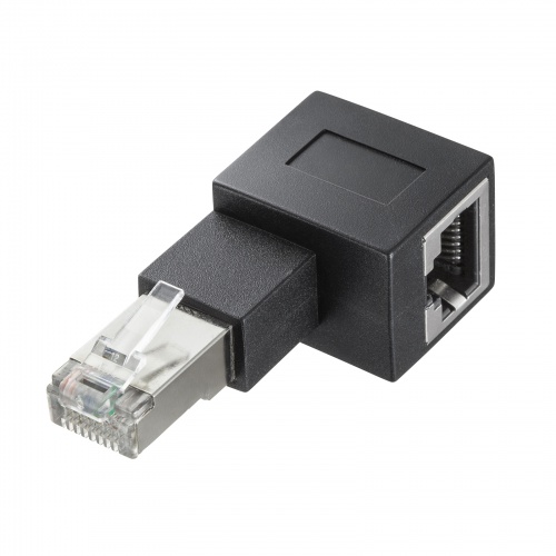 RJ-45L型変換アダプタ（左出し、カテゴリ6A STP）