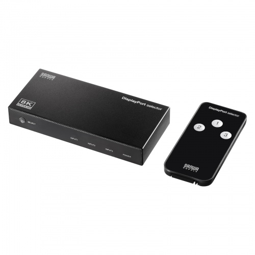 3入力1出力DisplayPort切替器（8K/30Hz対応・リモコン付き）