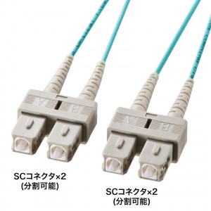 メガネ型光ファイバケーブル（マルチ50μm OM3、SC×2-SC×2、3m）