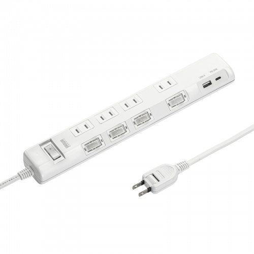 節電タップ（2P・4個口・3m・ホワイト）