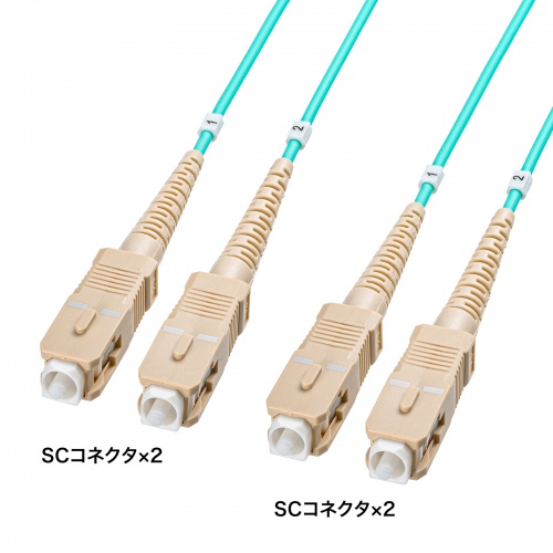コード集合型光ファイバケーブル（マルチ50μmOM3、両端SC×2、100m）