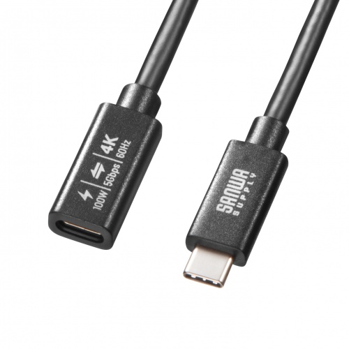 USB5Gbps Type-C延長ケーブル（PD100W・1m）