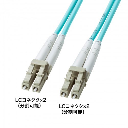 補強メガネ型光ファイバケーブル（マルチOM3、LC×2-LC×2、1m）