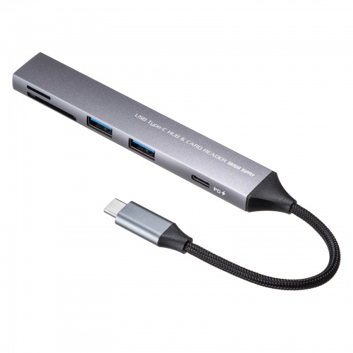 USB 5Gbps 3ポート スリム ハブ（カードリーダー付き）