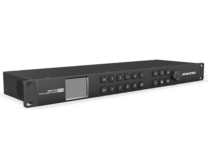 1Uラックマウント対応16x16 3G-SDIマルチビューワー＆マトリックススイッチャー