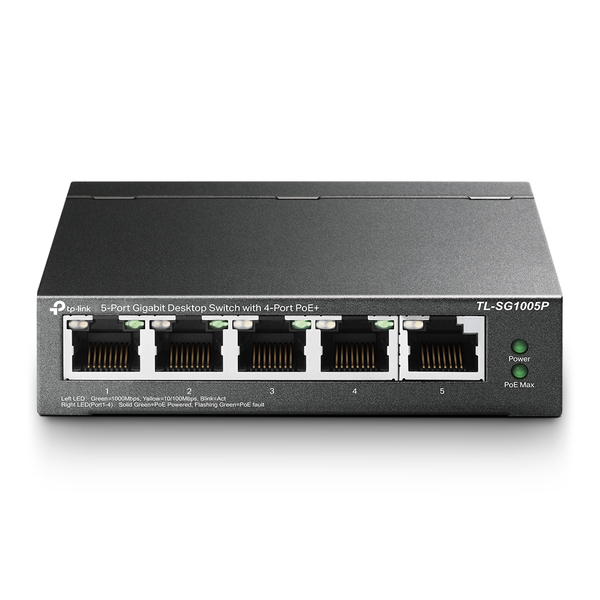 5ポート ギガビット デスクトップ スイッチングハブ（4 PoE+ポート搭載）