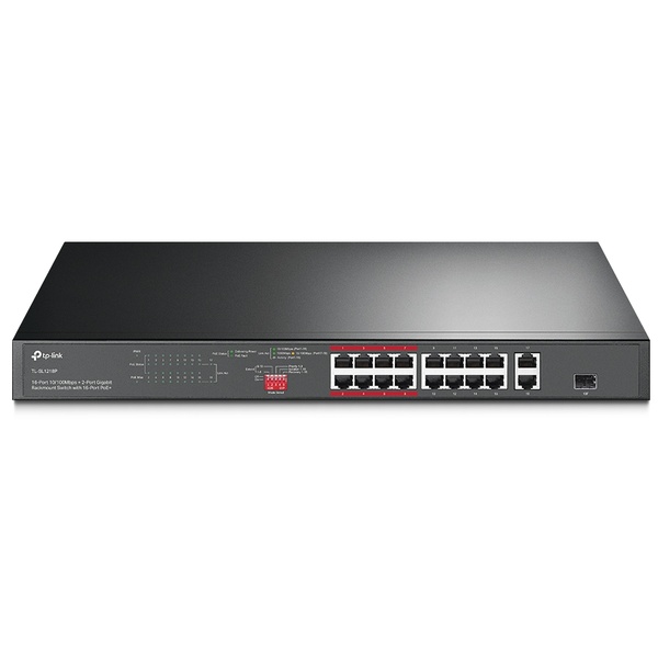 16ポート10/100Mbps＋2ポートギガビット ラックマウントスイッチ（PoE+16ポート搭載）