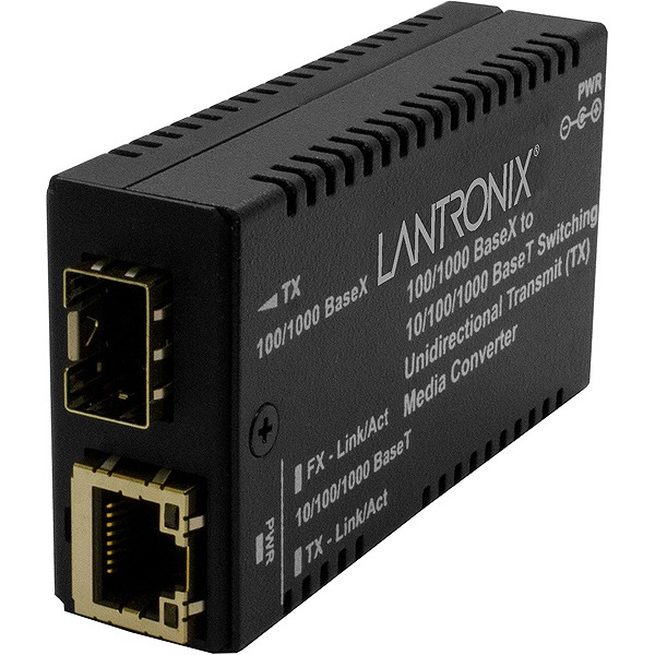 単方向 10/100/1000Base-T (RJ-45) [100 m/328 ft.] to 100/1000Base-X SFP Slot (空き) 送信側