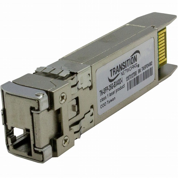 25Gbase-BX、DMI 付き SFP28 TX：1270nm/RX：1310nm シングルモード シングル ファイバー (LC) 40km リンク バジェット 19.0 dB