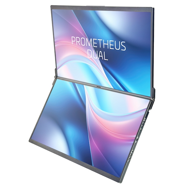15.6型デュアルワイド液晶ディスプレイ/1920×1080×2画面/USB Type-C、HDMI/ブラック/スピーカー/IPSパネル/ノングレア/折りたたみ式デュアルディスプレイ