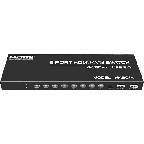 外部電源不要/8台のPCを1組のモニタ/KB/マウスで切替操作/HDMIモニタKVMスイッチ/最大4K60Hz対応