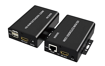 LANケーブル利用/（1：1）コンパクトなHDMIモニタKVMエクステンダー/送受信器セット/最大150m