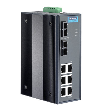 産業用コミュニケーションEKI 広範囲動作温度対応 6G LAN + 2G SCコネクター・マルチモード光ファイバー アンマネージド・イーサネットスイッチ