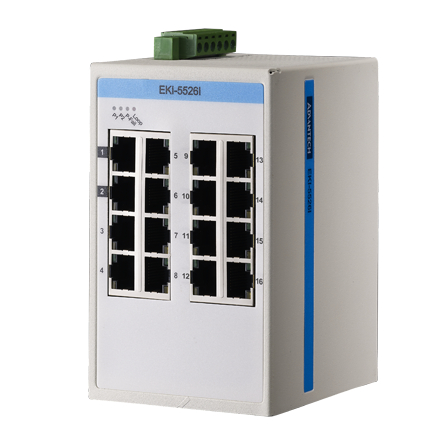産業用コミュニケーションEKI 16FEアンマネージドイーサネットスイッチ、ATEX / C1D2 / IECEx、-40～75℃