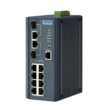産業用コミュニケーションEKI 8GEポート + 2G SFP/コンボポート 産業用マネージドスイッチ ワイド温度範囲動作モデル