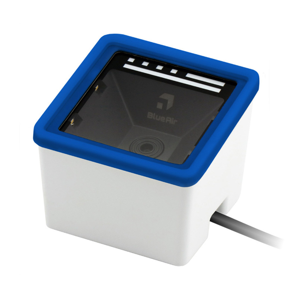 【発売記念キャンペーンセット】 BlueAir eTicket 定置式2次元コードリーダー 有線 USB接続 IP52対応ブルーラバーフレーム装着モデル バッテリ非搭載