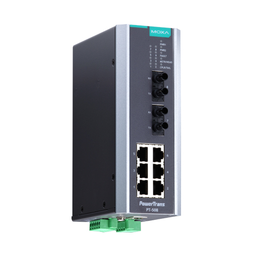 IEC 61850認証 産業用 8ポートマネージド・イーサネットスイッチ/6x10/100BaseT(X)/2x100BaseFXシングルモード/SCコネクタ/24VDC