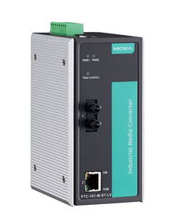 産業用IEC 61850/EN50155イーサネット⇒ファイバーメディアコンバータ/マルチモードSTコネクタ/1アイソレート電源